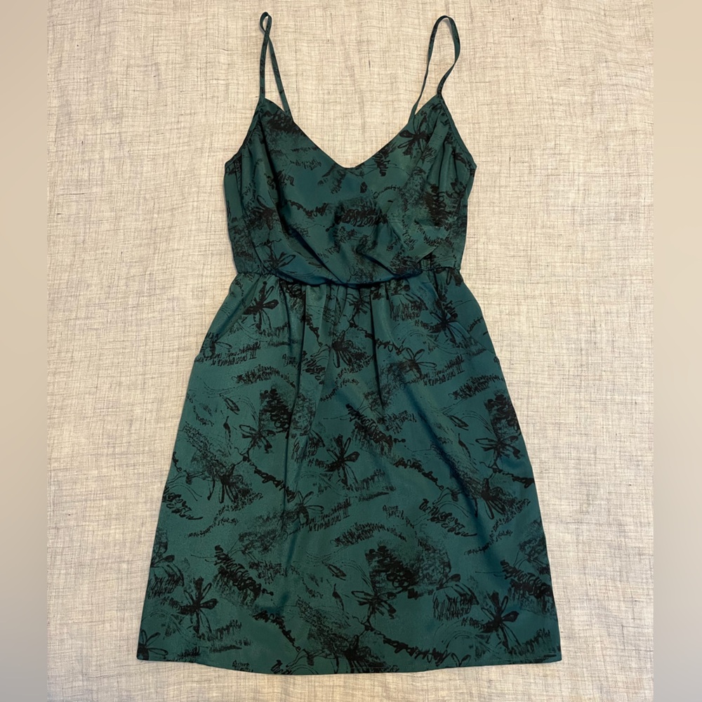 LUSH Teal Black Floral Print Dress - Sz S